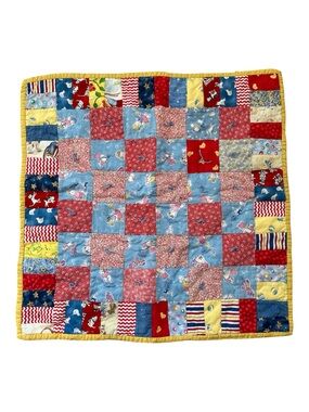 Patchwork Baby Quilt in Red, Blue & Yellow